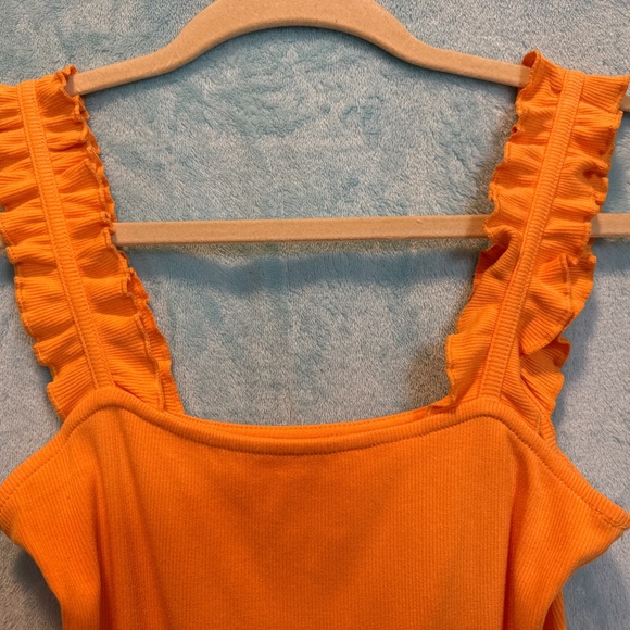 Vibrant Orange Ruffled Tank Top - Picture 2 of 2